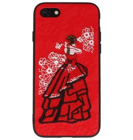 BAOHU Prinses Borduurwerk iPhone 8 / 7 Hoesje Rood