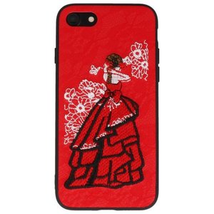 BAOHU Prinses Borduurwerk - Hoesje Geschikt voor iPhone 8 / 7 Hoesje Rood
