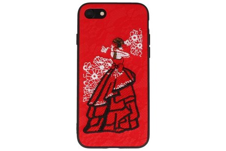 BAOHU Prinses Borduurwerk - Hoesje Geschikt voor iPhone 8 / 7 Hoesje Rood