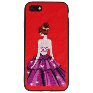BAOHU Prinses Borduurwerk - Hoesje Geschikt voor iPhone 8 / 7 Hoesje Rood