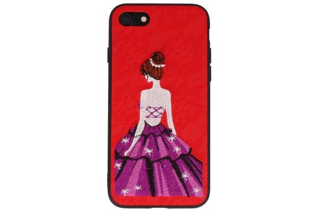 BAOHU Prinses Borduurwerk - Hoesje Geschikt voor iPhone 8 / 7 Hoesje Rood