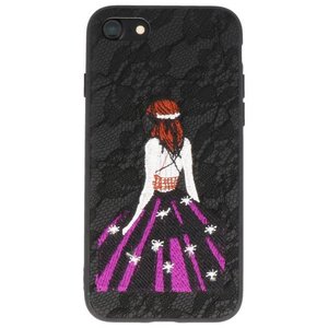 Prinses Borduurwerk iPhone 8 / 7 Hoesje Zwart