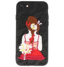 BAOHU Prinses Borduurwerk iPhone 8 / 7 Hoesje Zwart