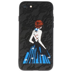 BAOHU Prinses Borduurwerk - Hoesje Geschikt voor iPhone 8 / 7 Hoesje Zwart