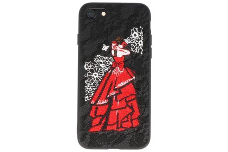 BAOHU Prinses Borduurwerk - Hoesje Geschikt voor iPhone 8 / 7 Hoesje Zwart