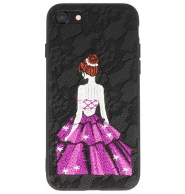 BAOHU Prinses Borduurwerk iPhone 8 / 7 Hoesje Zwart