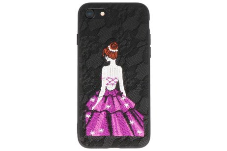 Prinses Borduurwerk iPhone 8 / 7 Hoesje Zwart