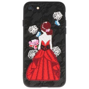 BAOHU Prinses Borduurwerk - Hoesje Geschikt voor iPhone 8 / 7 Hoesje Zwart