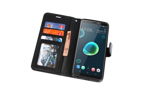 Wallet Cases Hoesje voor HTC Desire 12 Plus Zwart