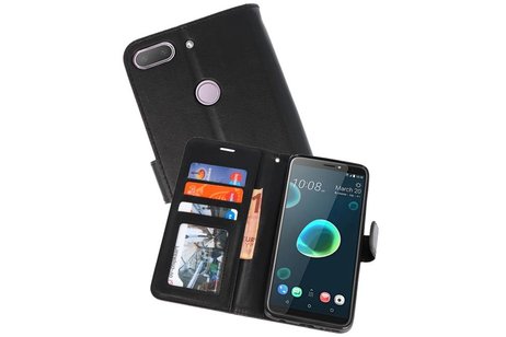 BAOHU Wallet Cases Hoesje Geschikt voor HTC Desire 12 Plus - Zwart