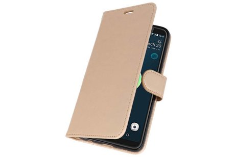 BAOHU Wallet Cases Hoesje Geschikt voor HTC Desire 12 Plus - Goud