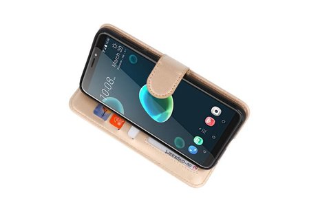 BAOHU Wallet Cases Hoesje Geschikt voor HTC Desire 12 Plus - Goud