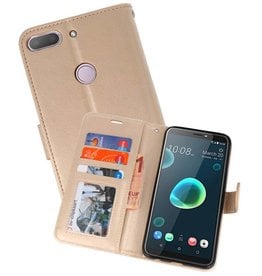 Wallet Cases Hoesje voor HTC Desire 12 Plus Goud