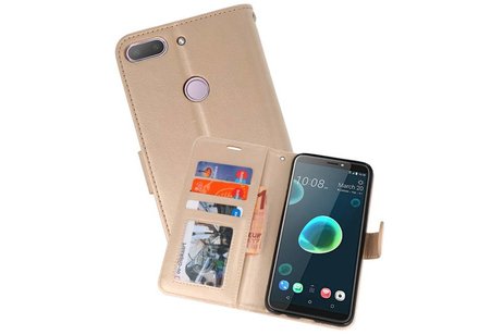 Wallet Cases Hoesje voor HTC Desire 12 Plus Goud