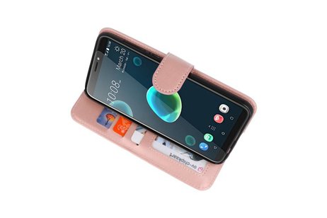 BAOHU Wallet Cases Hoesje Geschikt voor HTC Desire 12 Plus - Roze