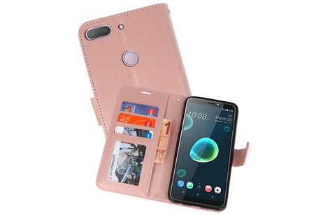 BAOHU Wallet Cases Hoesje Geschikt voor HTC Desire 12 Plus - Roze