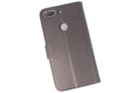 BAOHU Wallet Cases Hoesje Geschikt voor HTC Desire 12 Plus - Grijs