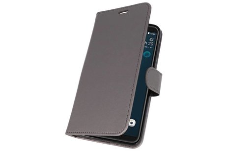 BAOHU Wallet Cases Hoesje Geschikt voor HTC Desire 12 Plus - Grijs
