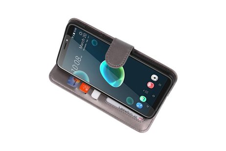 Wallet Cases Hoesje voor HTC Desire 12 Plus Grijs