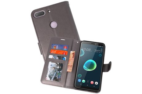 BAOHU Wallet Cases Hoesje Geschikt voor HTC Desire 12 Plus - Grijs