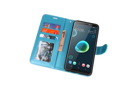 BAOHU Wallet Cases Hoesje Geschikt voor HTC Desire 12 Plus - Turquoise