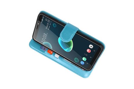 BAOHU Wallet Cases Hoesje Geschikt voor HTC Desire 12 Plus - Turquoise