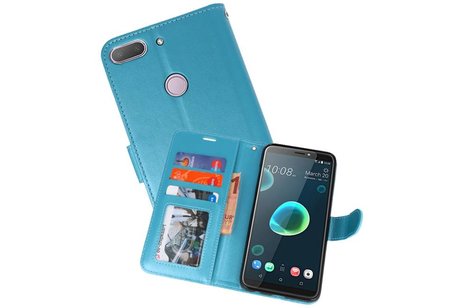 BAOHU Wallet Cases Hoesje Geschikt voor HTC Desire 12 Plus - Turquoise