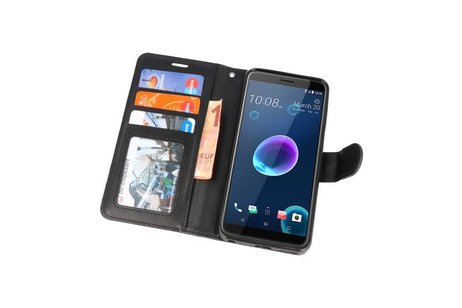 Wallet Cases Hoesje voor HTC Desire 12 Zwart