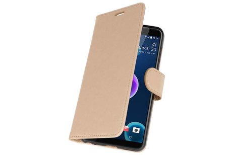 Wallet Cases Hoesje voor HTC Desire 12 Goud