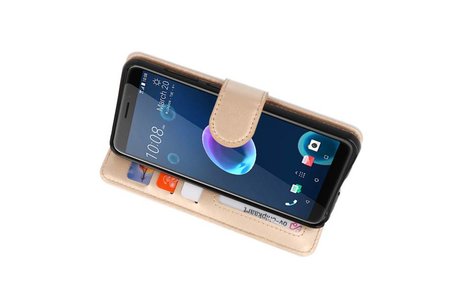BAOHU Wallet Cases Hoesje Geschikt voor HTC Desire 12 - Goud