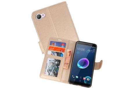 Wallet Cases Hoesje voor HTC Desire 12 Goud