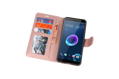 BAOHU Wallet Cases Hoesje Geschikt voor HTC Desire 12 - Roze