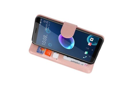 BAOHU Wallet Cases Hoesje Geschikt voor HTC Desire 12 - Roze