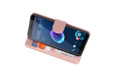 Wallet Cases Hoesje voor HTC Desire 12 Roze