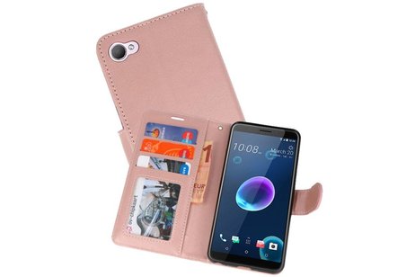 BAOHU Wallet Cases Hoesje Geschikt voor HTC Desire 12 - Roze