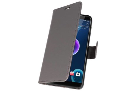 Wallet Cases Hoesje voor HTC Desire 12 Grijs