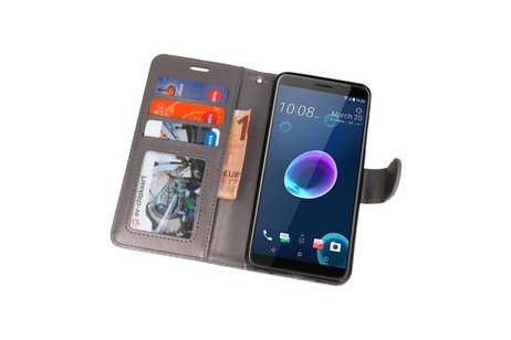 Wallet Cases Hoesje voor HTC Desire 12 Grijs