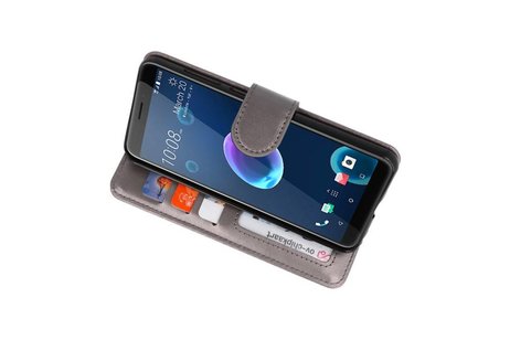 Wallet Cases Hoesje voor HTC Desire 12 Grijs