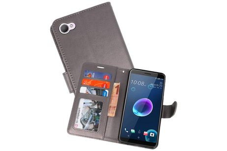 Wallet Cases Hoesje voor HTC Desire 12 Grijs