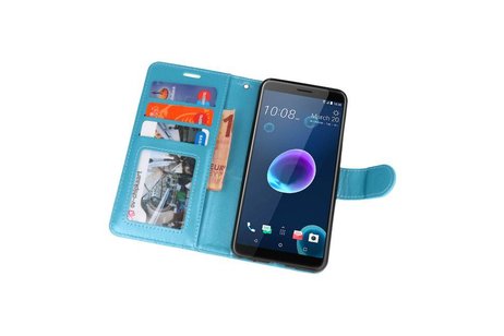 BAOHU Wallet Cases Hoesje Geschikt voor HTC Desire 12 - Turquoise