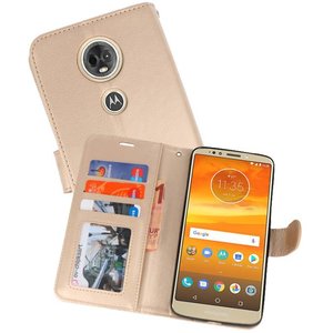 BAOHU Wallet Cases Hoesje Geschikt voor Moto E5 Plus Goud