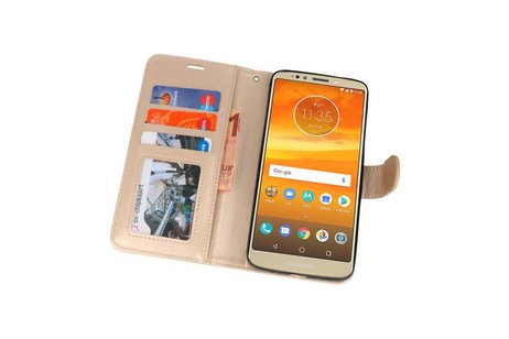 BAOHU Wallet Cases Hoesje Geschikt voor Moto E5 Plus Goud