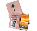 BAOHU Wallet Cases Hoesje Geschikt voor Moto E5 Plus Roze