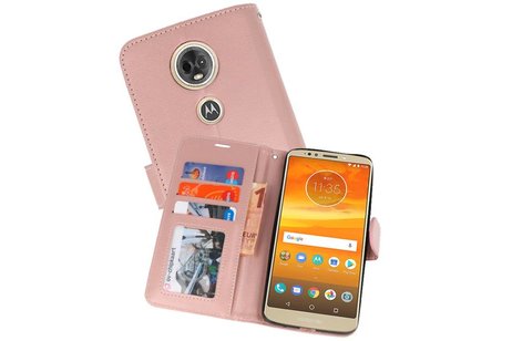 BAOHU Wallet Cases Hoesje Geschikt voor Moto E5 Plus Roze