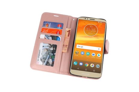 BAOHU Wallet Cases Hoesje Geschikt voor Moto E5 Plus Roze