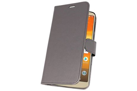 Wallet Cases Hoesje voor Moto E5 Plus Grijs