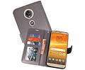 BAOHU Wallet Cases Hoesje Geschikt voor Moto E5 Plus Grijs