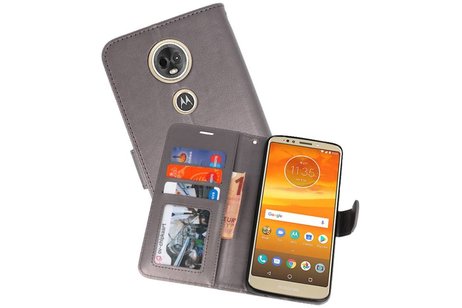 BAOHU Wallet Cases Hoesje Geschikt voor Moto E5 Plus Grijs