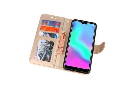 BAOHU Wallet Cases Hoesje Geschikt voor Honor 10 Goud