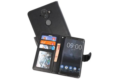 Wallet Cases Hoesje voor Nokia 8 Sirocco Zwart